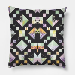 Patchwork Geometric Squares Pillow