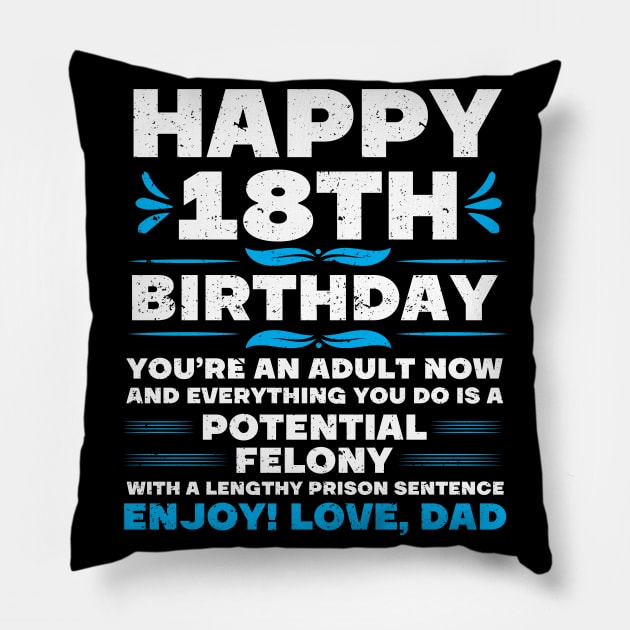 Legally Adult 18 Birthday Happy 18th Birthday Pillow by IngeniousMerch