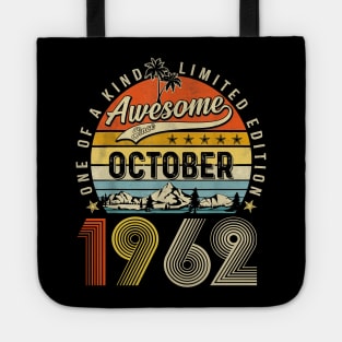 Awesome Since October 1962 Vintage 61st Birthday Tote