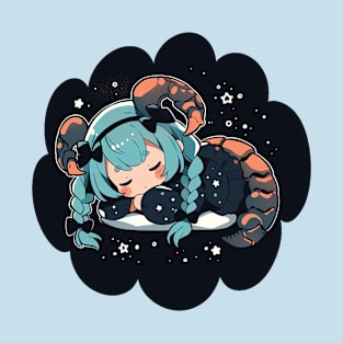 Adorable Anime Chibi Scorpio Zodiac Sleeping Little Astro Girl T-Shirt