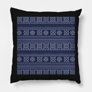 Knitted blue christmas pattern Pillow