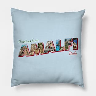 Greetings from Amalfi in Italy Vintage style retro souvenir Pillow