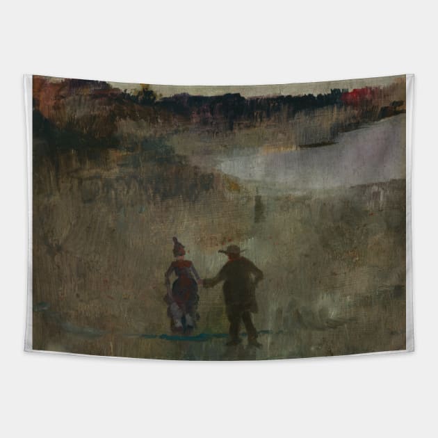 Landscape with Two Small Figures, Richmond, NSW by Charles Conder, circa 1886. Tapestry by Classic Art Stall