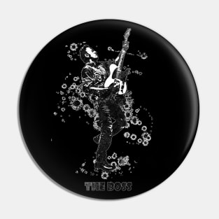 Bruce Springsteen The Boss Watercolor Splatter Black and White 08 Pin