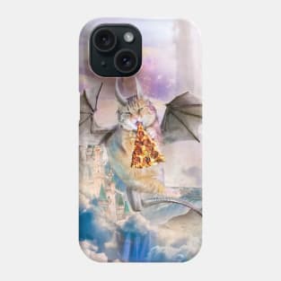 Galaxy Cat Dragon Eating Pizza In Space Phone Case