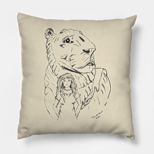 Woman and lioness Pillow