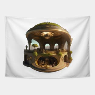 Parnassus Futuristic Fantasy Art Nouveau Cafe Restaurant Tapestry