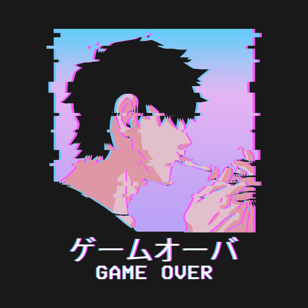 Emo Anime Boy Game Over Lofi Vaporwave Otaku Weeb by Alex21