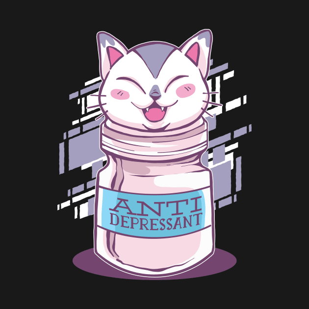 Anti-Depressant Cat Funny Shirt by HustyleDesigns90