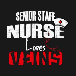 Senior Staff Nurse Loves Veins - Halloween Senior Nurses T-Shirt