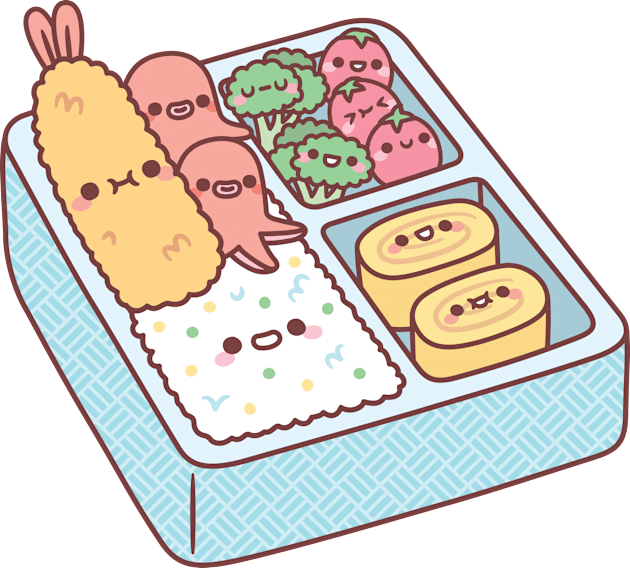 Kawaii Japanese Bento Box Tempura Prawn Kids T-Shirt by rustydoodle