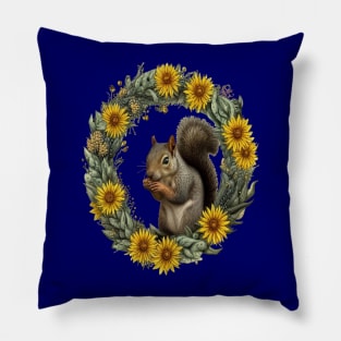 Gray Squirrel With Yellow Flower Wreath Kentucky State Tattoo Art Pillow