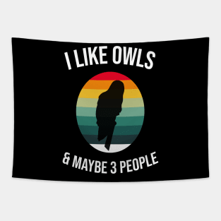 I Like Owls and Maybe 3 People Funny Owl Retro Vintage Gifts Tapestry