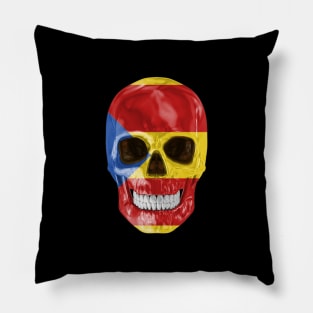 Catalonia Flag Skull - Gift for Catalonia With Roots From Catalonia Pillow