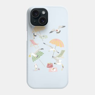 Seagulls Stealing Food on the Beach Phone Case