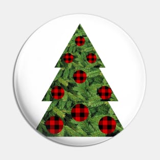 Pine tree with buffalo plaid ornaments Pin