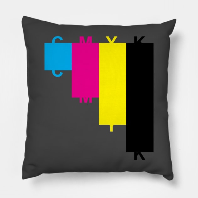 CMYK Cascading Blocks and Letters Pillow by KevinWillms1