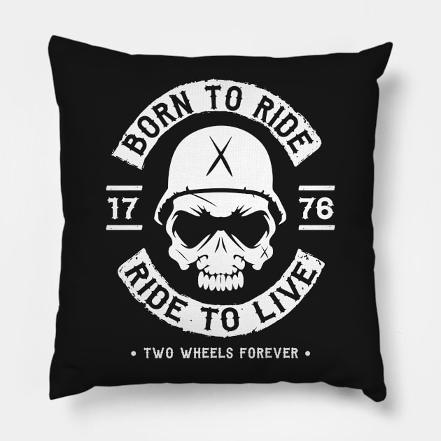 BIKER - BORN TO RIDE RIDE TO LIVE Pillow by ShirtFace