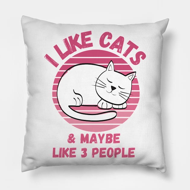 I Like Cats and Maybe 3 People Funny Cat Lover Design Pillow by nathalieaynie