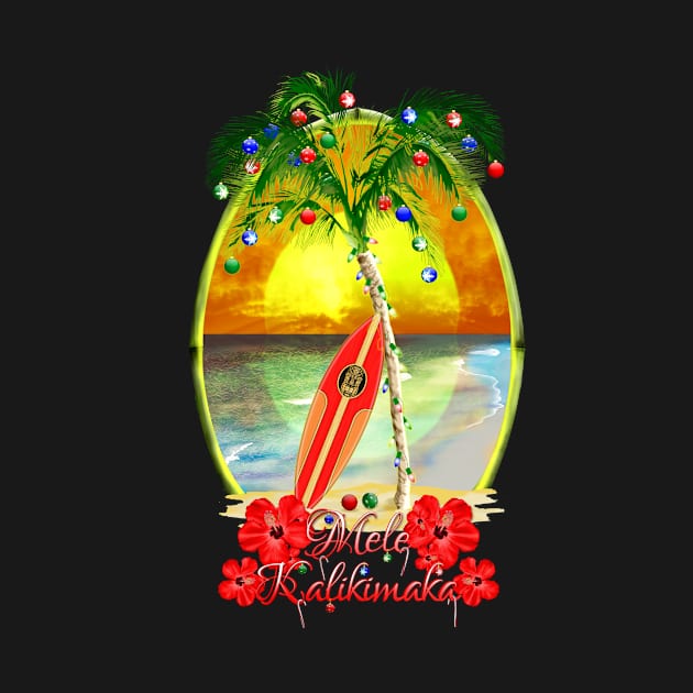 Mele Kalikimaka Hawaiian Surfing Christmas by macdonaldcreativestudios