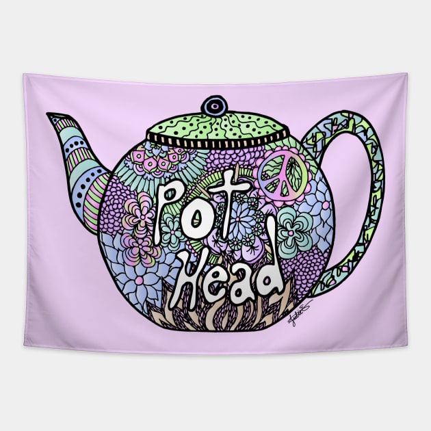 Pot Head Tea Pot Tapestry by julieerindesigns