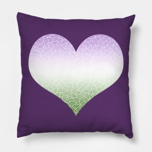 Ombré genderqueer colours and white swirls doodles heart Pillow