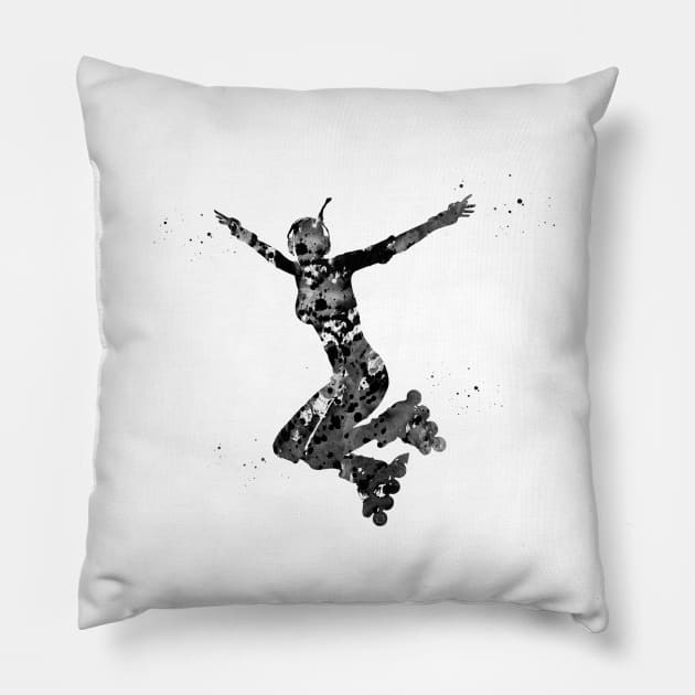 Roller skating girl Pillow by erzebeth