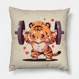 cute tiger at gym Pillow