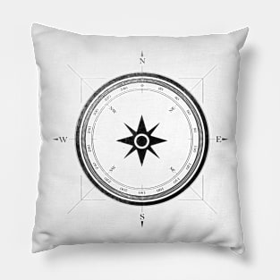 Black Grunge Compass I Pillow