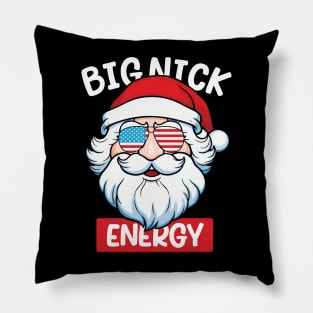 Big Nick Energy Funny Men Santa Ugly Christmas usa flag Pillow