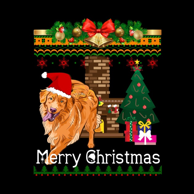 Ugly Christmas Sweater Golden Retriever by LaurieAndrew