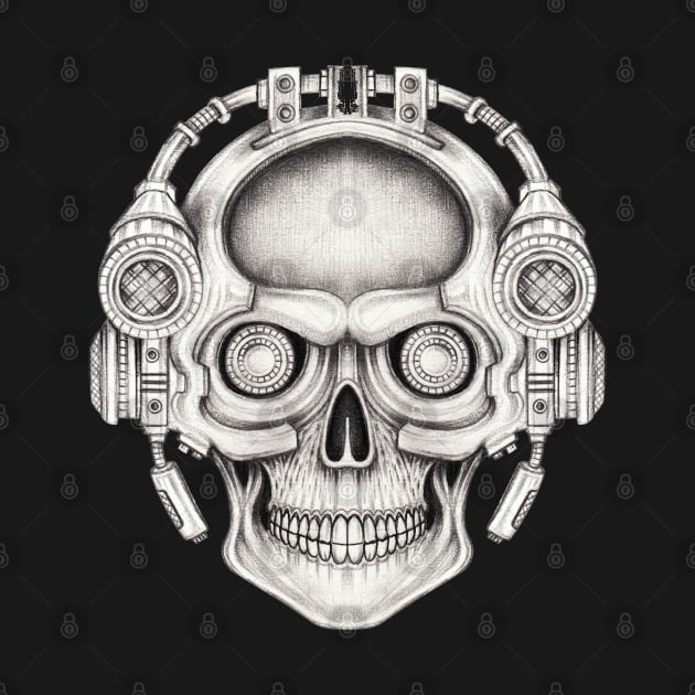 Skull headphones cyberpunk futuristic. by Jiewsurreal