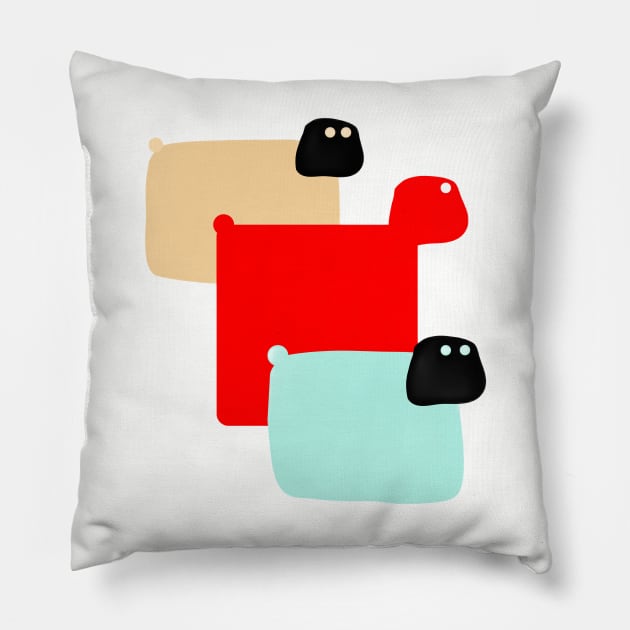 Anime Cute Cartoon Sheep & Doggie By Abby Anime(c) Pillow by Abby Anime