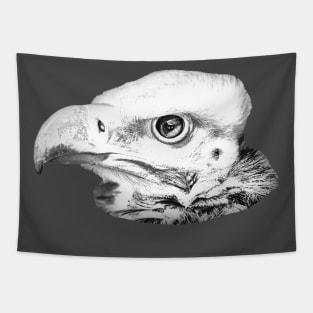 Drawing conversion of the face of a White Faced Vulture Tapestry