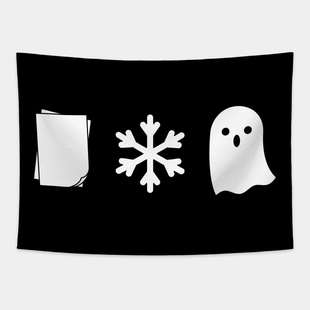 Paper, Snow, a Ghost! Tapestry by arianarestrepo