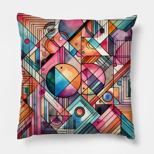 Psychedelic looking abstract illustration geometric shapes Pillow