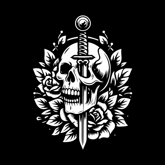 skull with sword by lkn