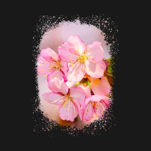 Four Pink Sakura Flowers With Yellow Stamens T-Shirt