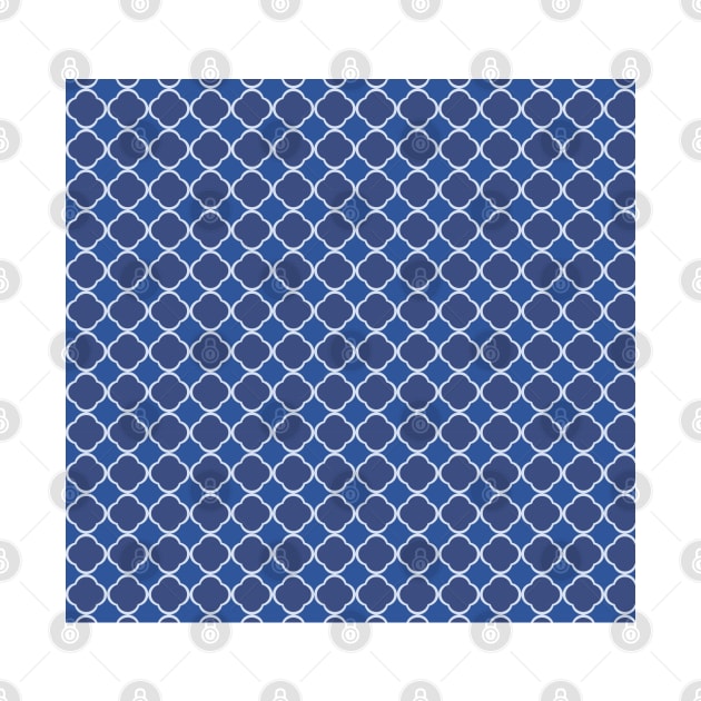 Blue moroccan tile pattern design. Quatrefoil art by artBIU