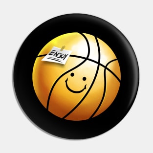 Baketball With Friendly Face And Sticker Pin