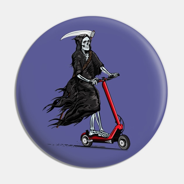 Death Rides A Lively E-Scooter Pin by FanboyMuseum