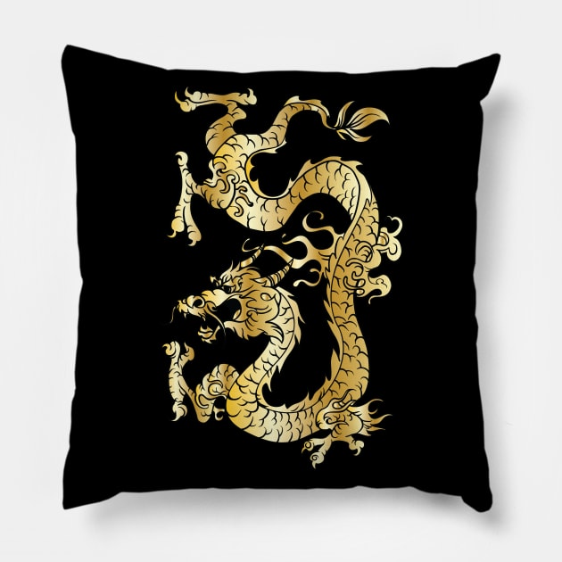 Gold Dragon 07 Pillow by Verboten