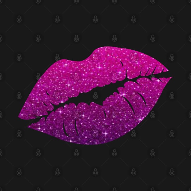 Hot Pink Purple Ombre Faux Glitter Lips by Felicity-K