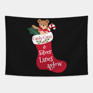 Peppermint Candy Cane Red Christmas Stocking Tapestry