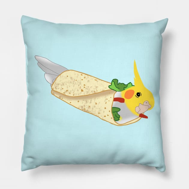 birbito - burrito cockatiel doodle Pillow by FandomizedRose