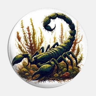 Scorpion overgrown with moss, plants and flowers Pin