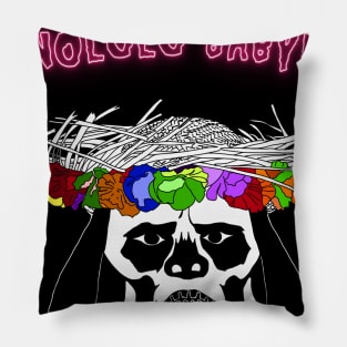 Straw Hat Skull Pillow