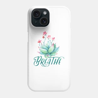 Watercolor succulent breathe yoga Phone Case