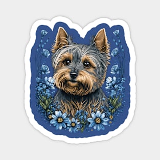 Scottish Terrier and Blue Flowers Magnet