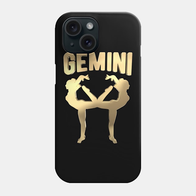 Gold Zodiac Sign Gemini Born in June Gift Phone Case by HappyGiftArt